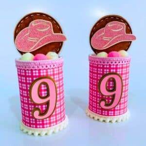 Conjunto de cofrinhos de luxo Ana Castela para lembrancinhas de festa de aniversário.