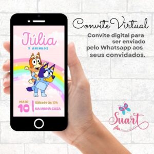Convite Virtual Bluey Menina
