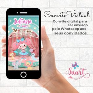 Convite Virtual Circo Menina Aquarela