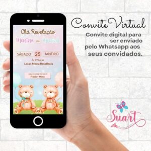 Convite Virtual Chá Revelação Ursinho