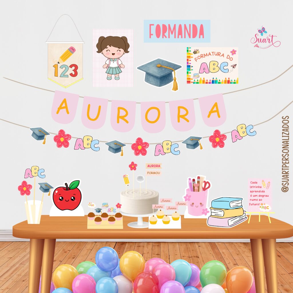 Formatura ABC, Formandos Decoração de festa minimalista