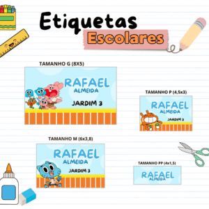 Etiquetas Escolares O Incrível Mundo de Gumball
