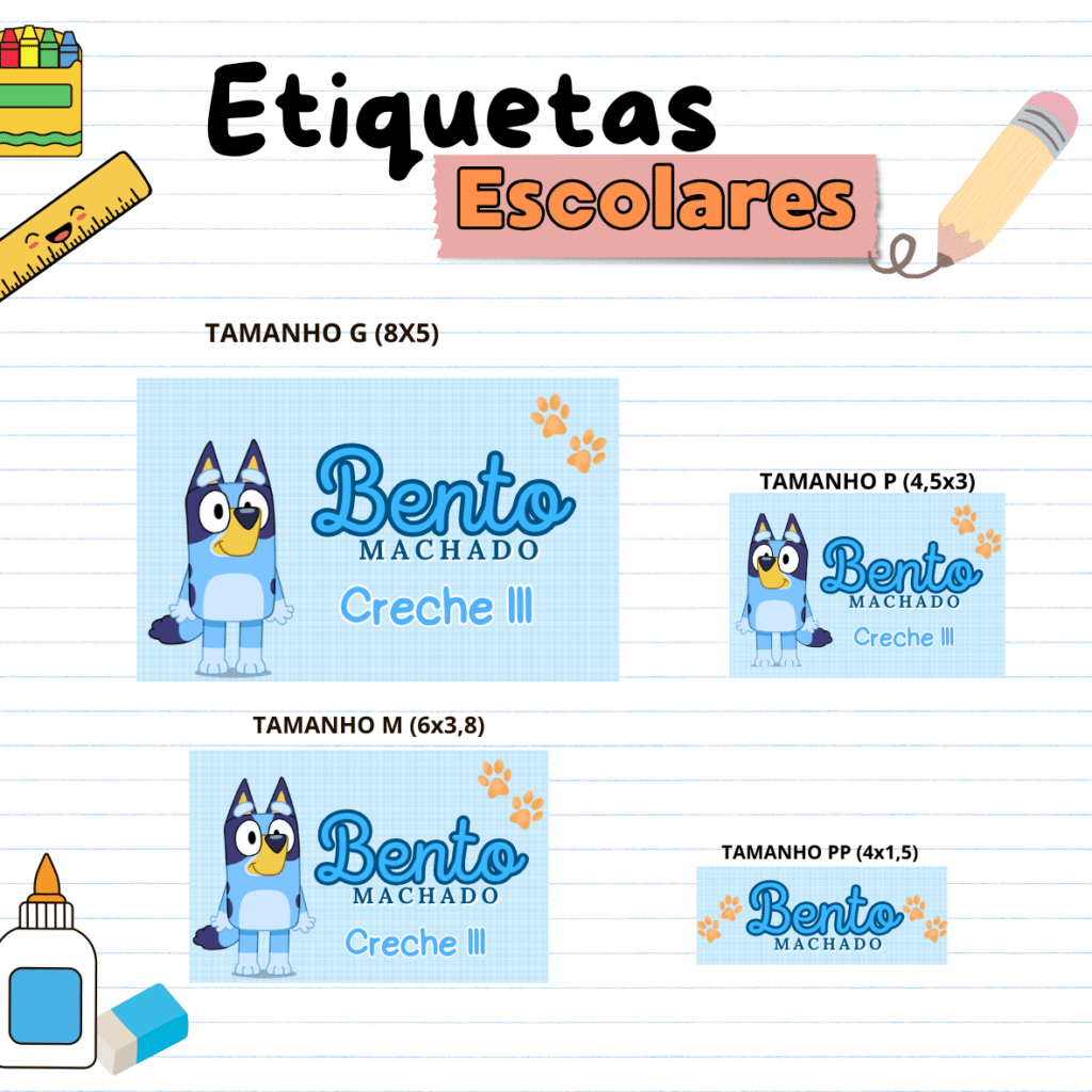 Etiquetas Escolares Bluey