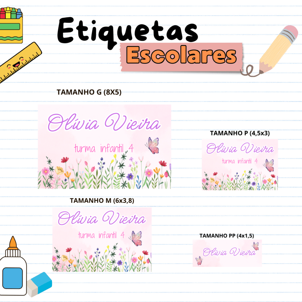 Etiquetas Escolares Jardim/Flores