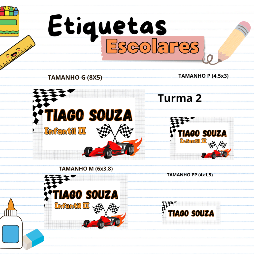 Etiquetas Escolares Carros