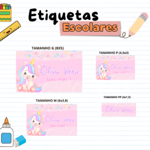 Etiquetas Escolares Unicórnio