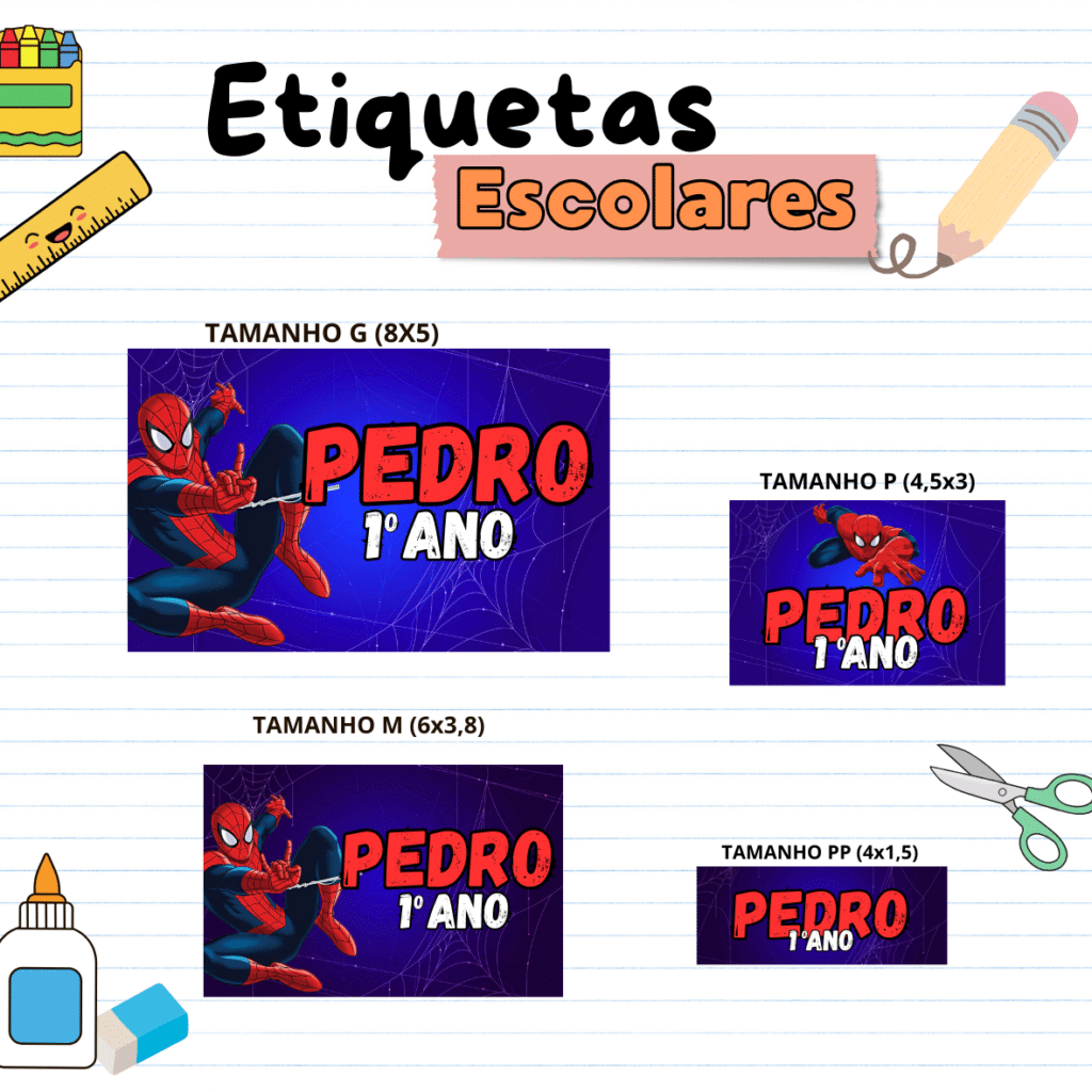 Etiquetas Escolares Homem Aranha