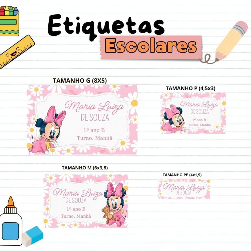Etiquetas Escolares Minnie baby