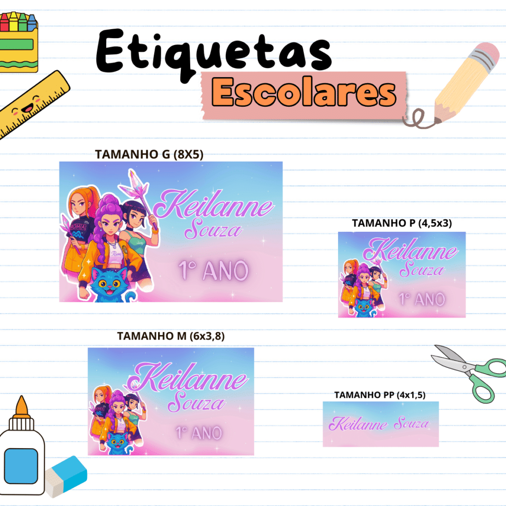 Etiquetas Escolares Guerreiras do K -pop