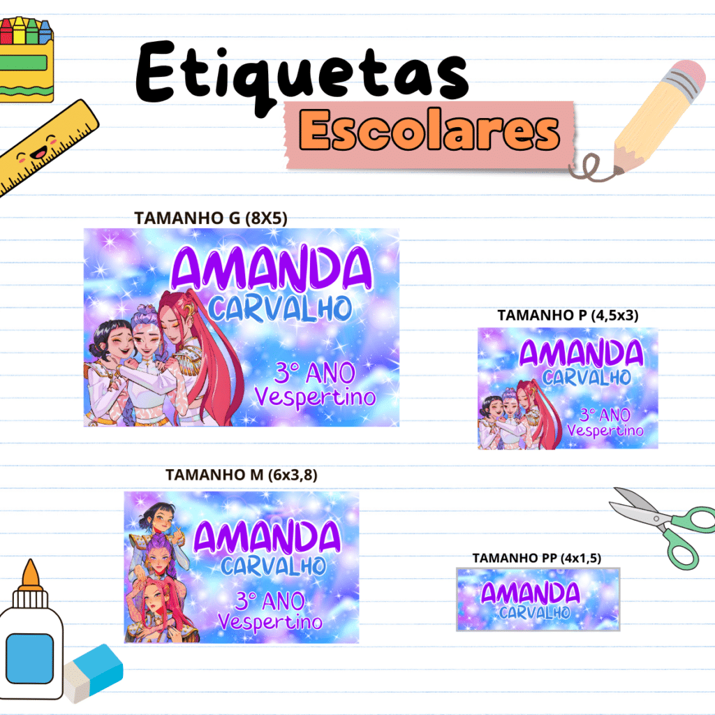 Etiquetas Escolares Guerreiras do K-pop