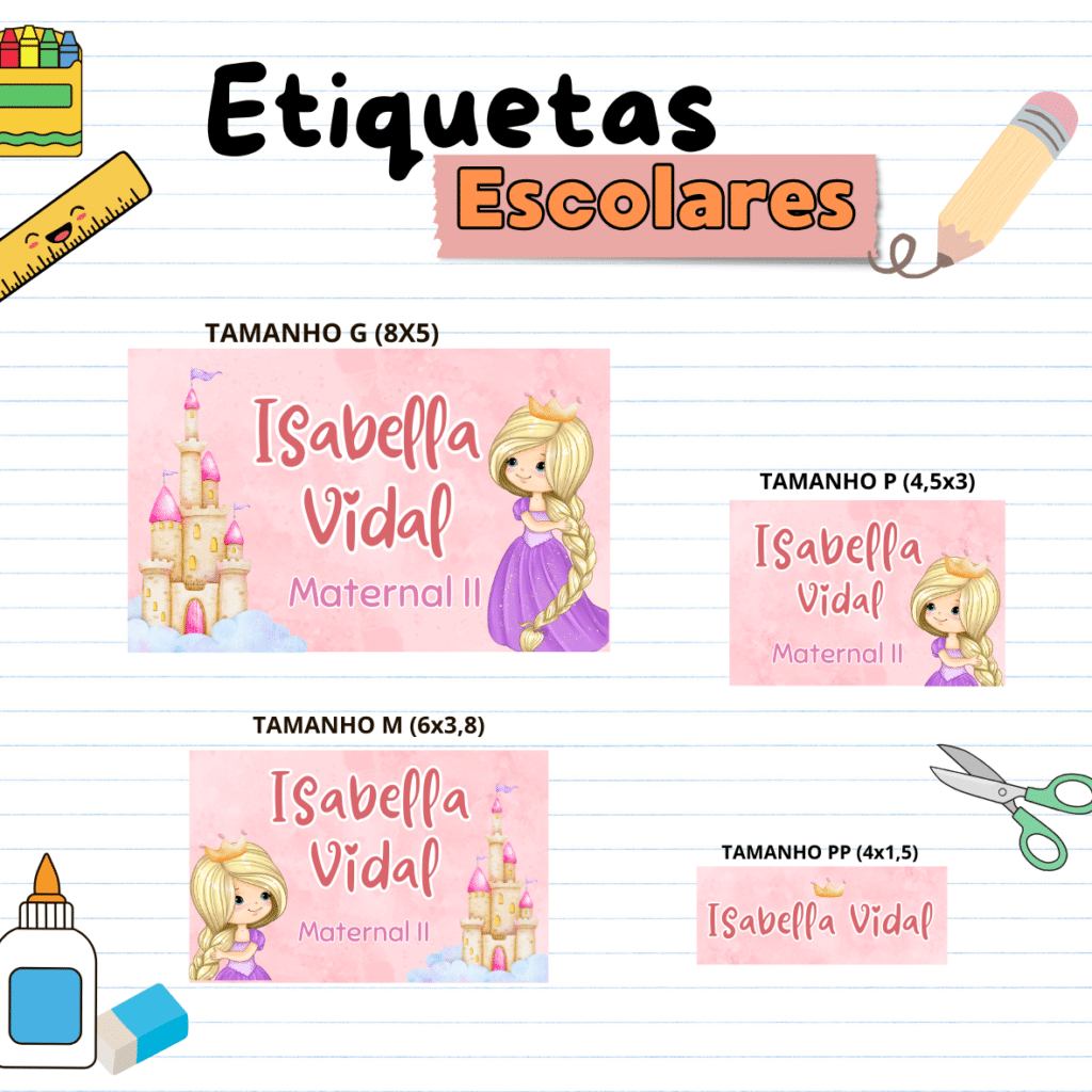 Etiquetas Escolares Princesa Rapunzel