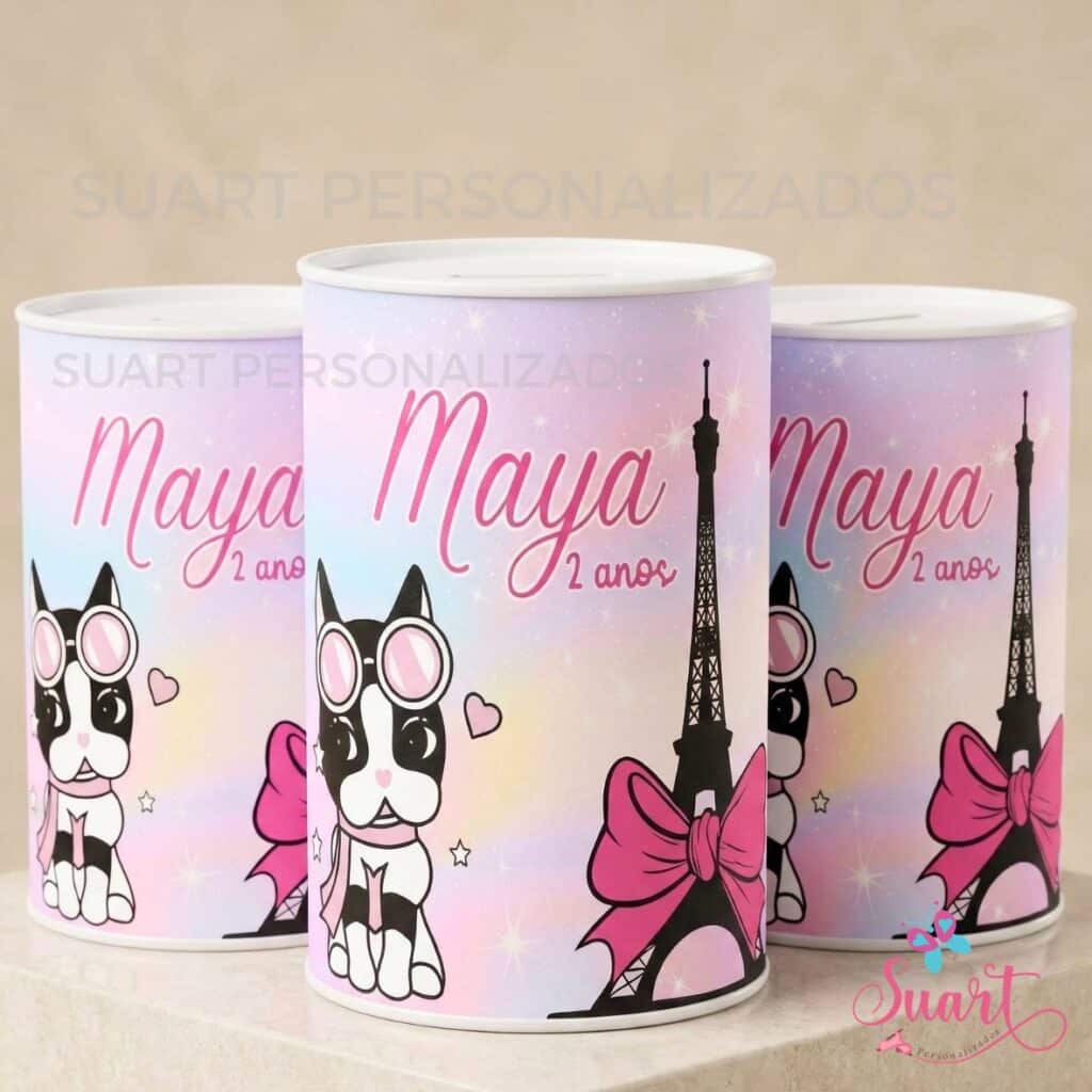 Rótulo adesivo para cofrinho personalizado Rebecca Bonbon