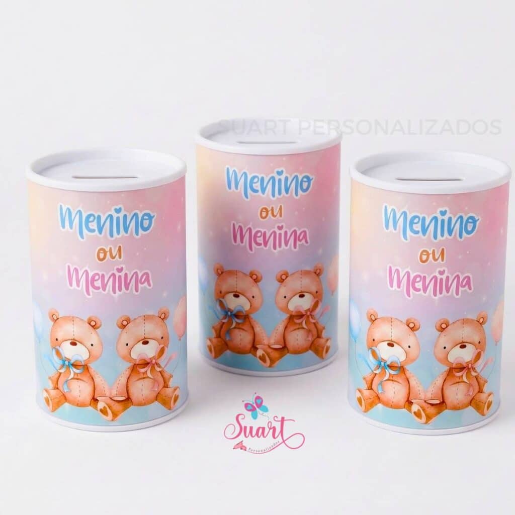 Rótulo adesivo para cofrinho personalizado Chá revelação